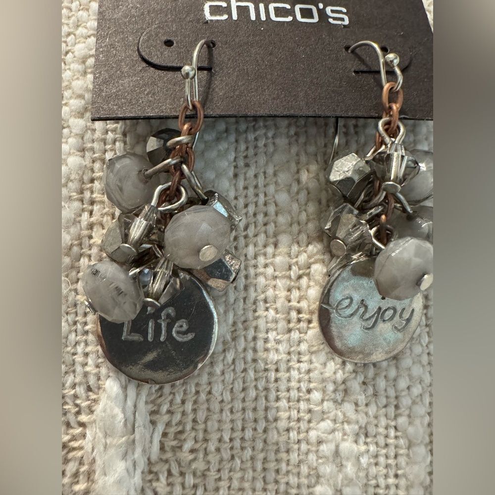 0231-Chico's Silver and Gray Dangle Earrings